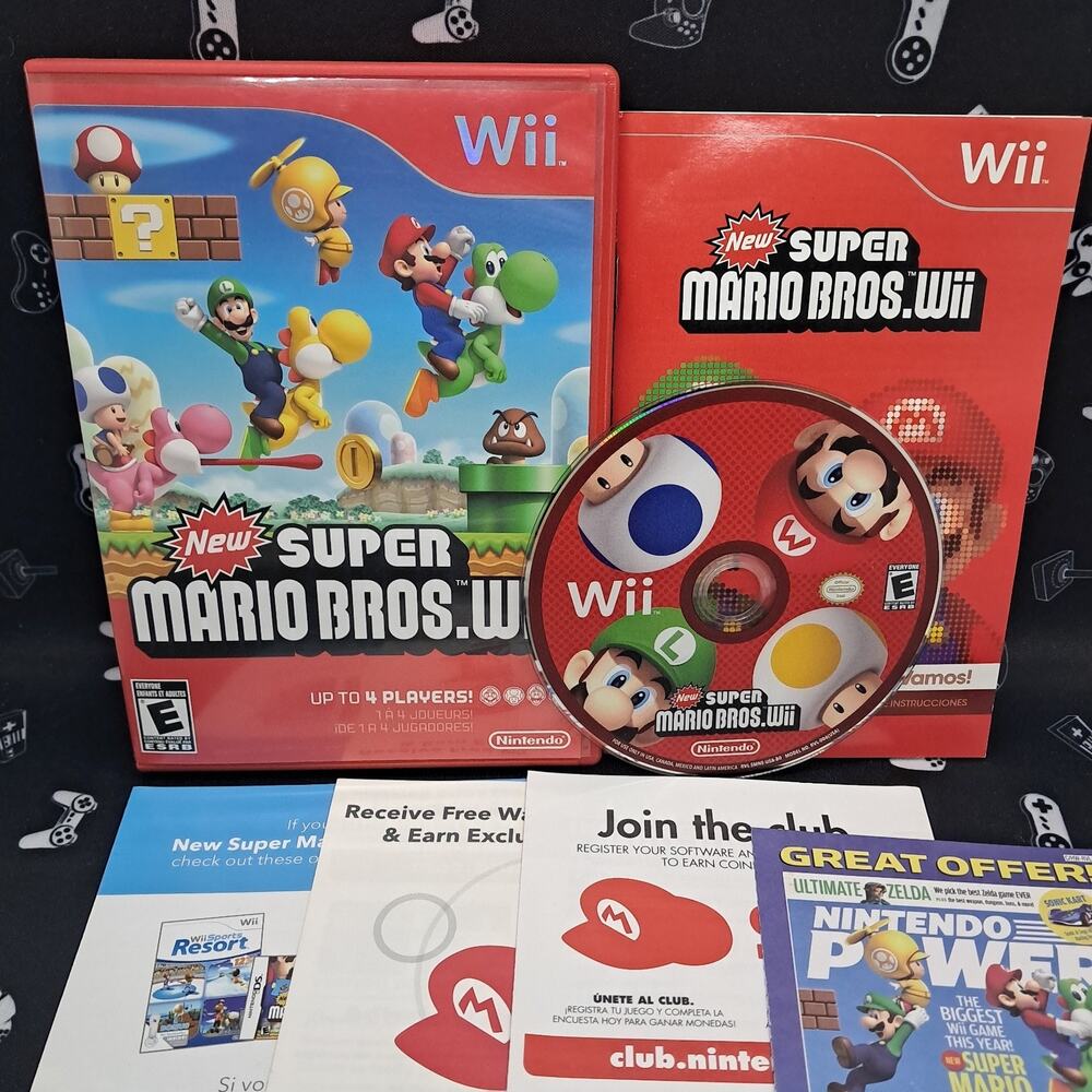 New Super Mario Bros Wii (Nintendo Wii, 2009) CIB Complete Clean Excellent
